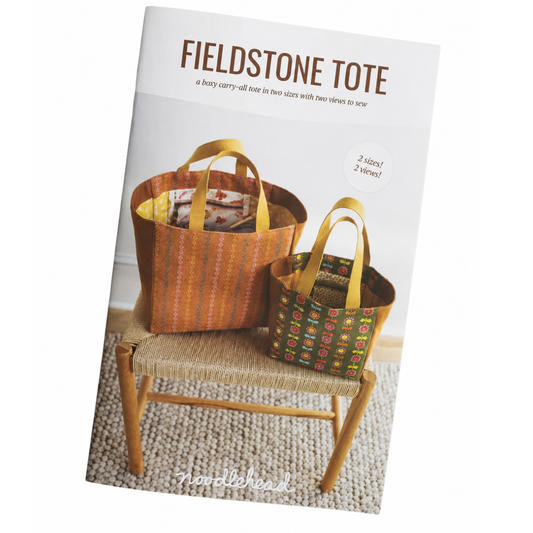 Fieldstone Tote printed sewing pattern print by Noodlehead Aunties Two in white background