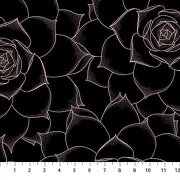 Figo Botanist Black ROSES Quilting Cotton 1 YARD