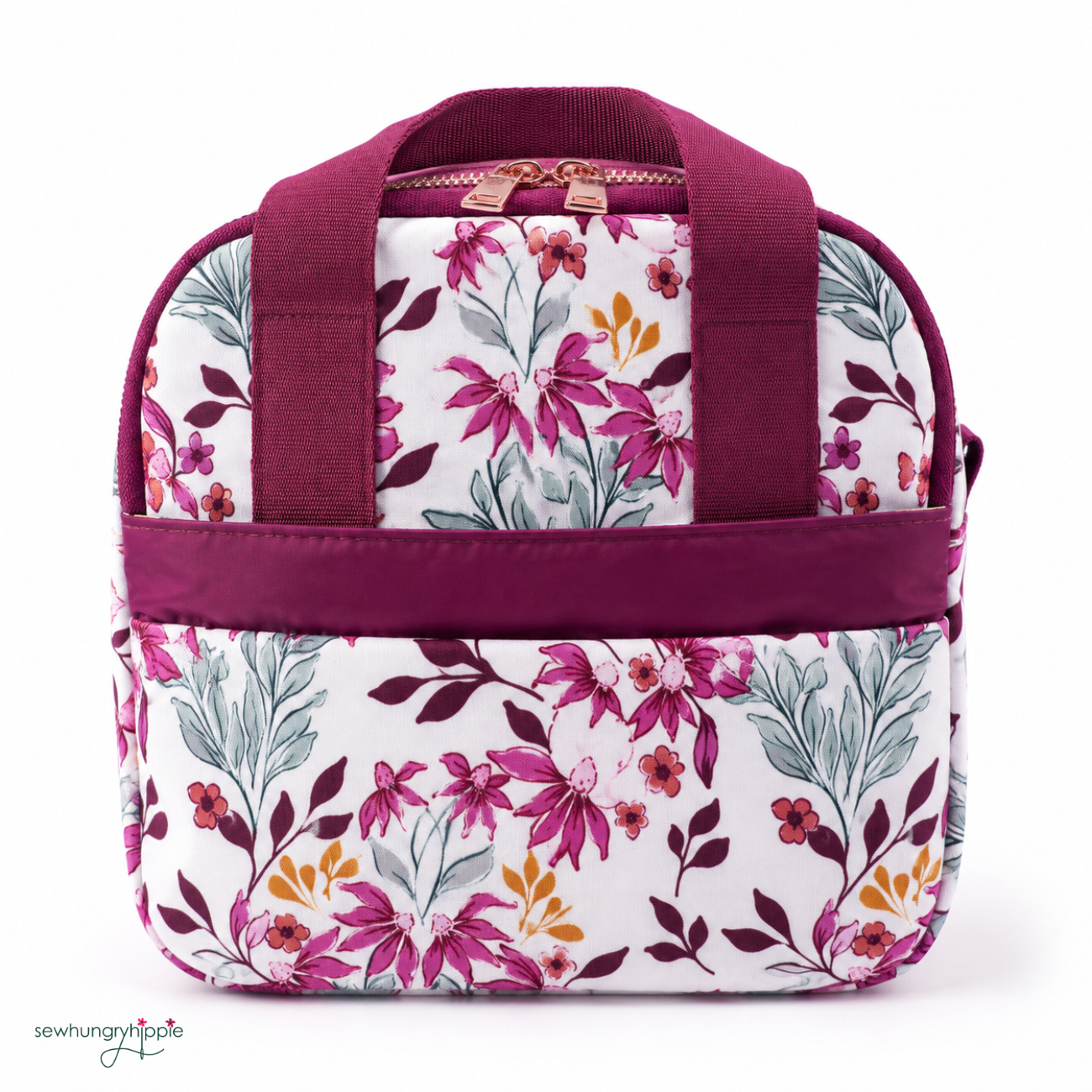 Floral Fabric with Burgundy Lining and Zipper Pack Bundle