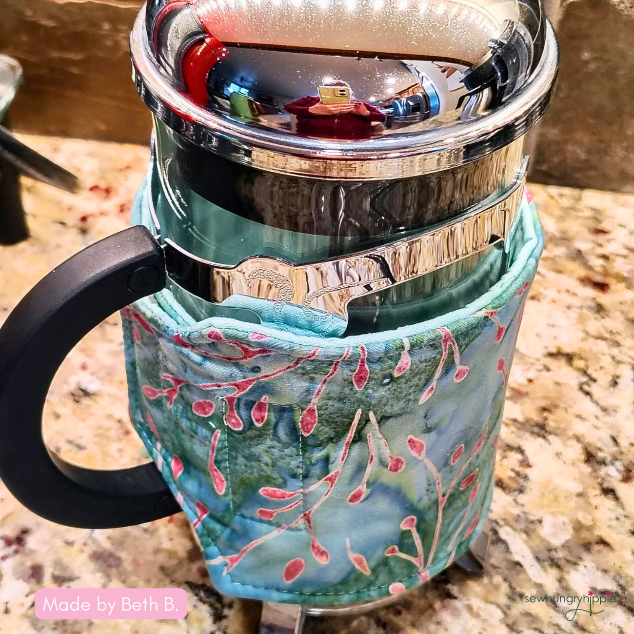 French Press Coffee Sleeve PDF sewing pattern