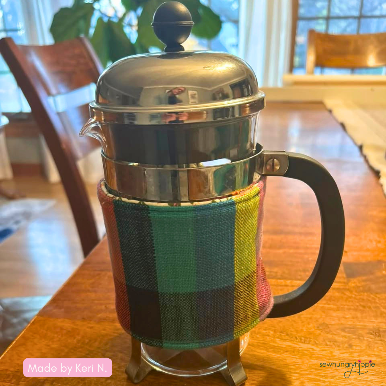 French Press Coffee Sleeve PDF sewing pattern
