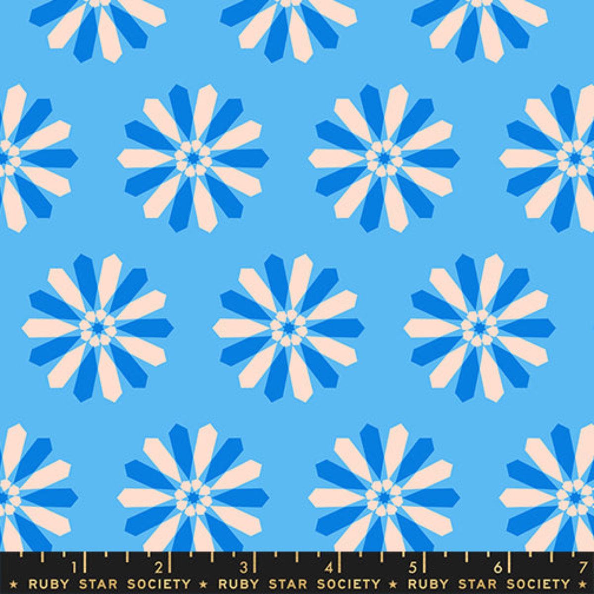 Ruby Star Society Freshly Picked fabric RS0119-13 light blue floral geometric print from Sparkle Mart collection