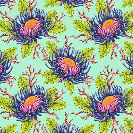 Tula Pink Floral Reef Friends and Anemones Coralline Fabric PWTP265