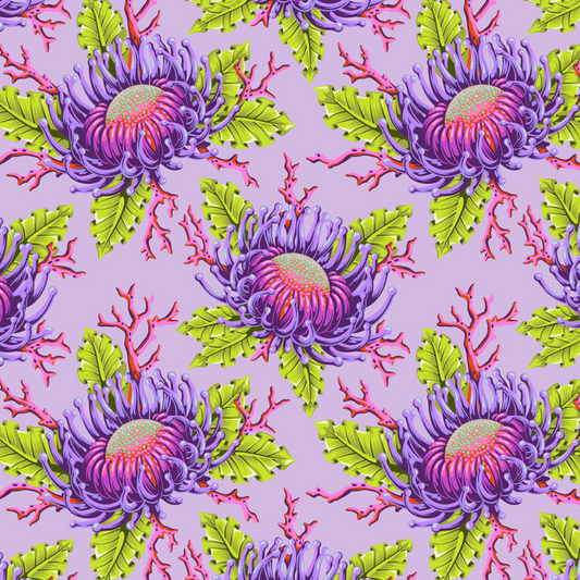 Tula Pink Floral Reef Friends and Anemones Ultraviolet Fabric PWTP265