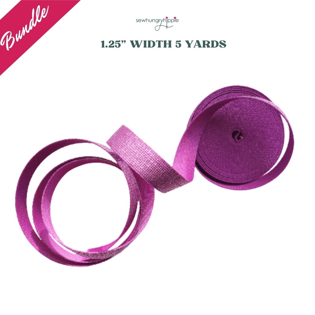 add instant sparkle and vibrant color to your bag projects with this hot pink glitter webbing