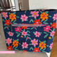 Happy Flowers on Navy Blue Pattern Canvas Fabric 36" x 58"