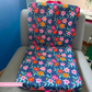 Happy Flowers on Navy Blue Pattern Canvas Fabric 36" x 58"