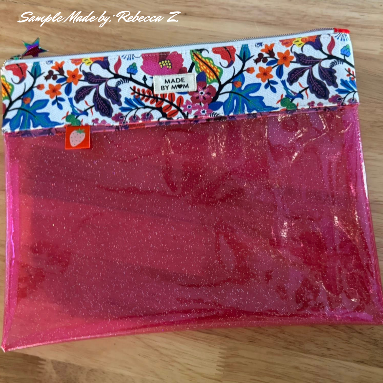 bright pink clear glitter vinyl comet case for fun and eye catching organizer