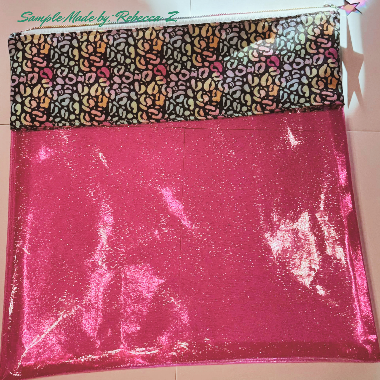 bright pink clear glitter vinyl ciomet case for fun organizer