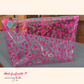 zipper pouch made with hot pink heart TPU vinyl fabric