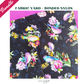 Promotional bundle graphic featuring black bird-and-floral print fabric layered over bright magenta bonded nylon.
