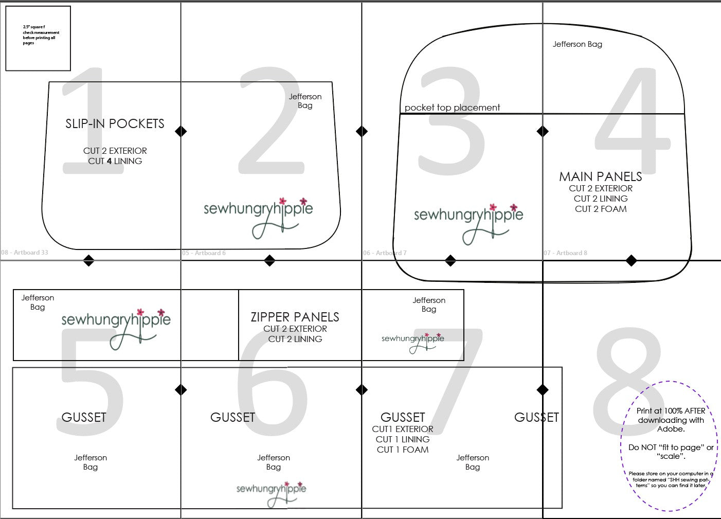 Jefferson Bag PDF sewing pattern