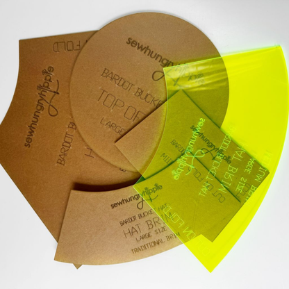 Close up image of Bardot Bucket Hat Acrylic template 