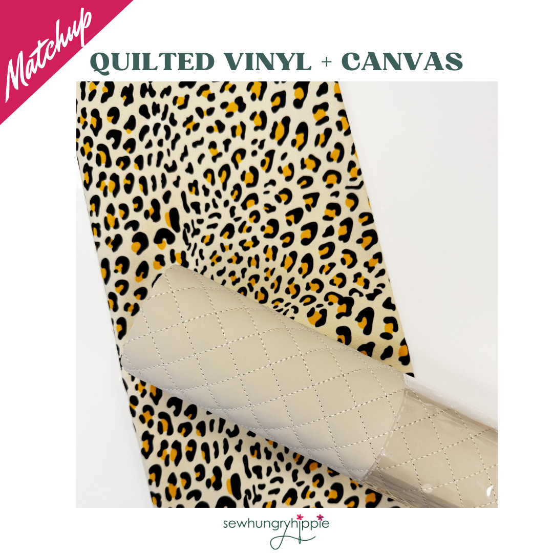 Leopard Canvas and Quilted Beige Vinyl Matchup