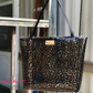 stylish clear bag made with leopard print vinyl for modern handmade accessories