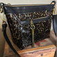 stylish clear classic black bag made with leopard print vinyl gold zipper and tassel