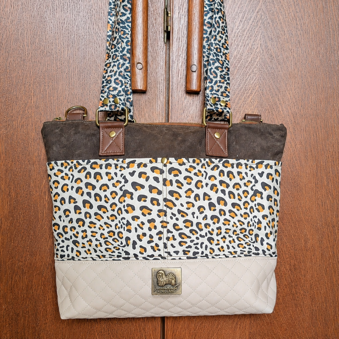 Leopard Print Canvas Fabric | Neutral Animal Print for Bag Making