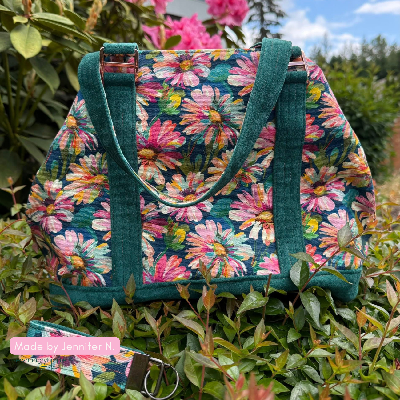 Lisianthus Bag from Blue Calla using SewHungryHippie April Floral Canvas