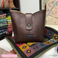 Pre-Quilted Vinyl – Dark Brown Chevron
