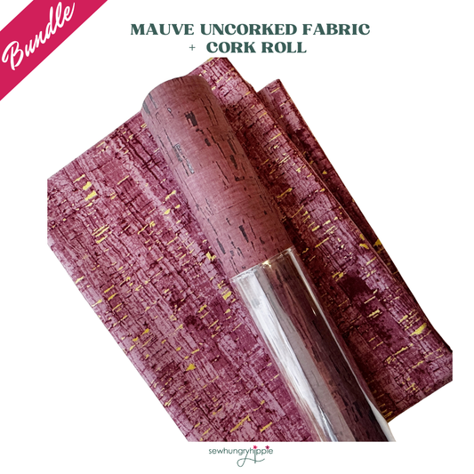 Mauve uncork fabric paired with mauve corkvinyl for bag making and sewing projects