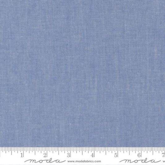 Light blue chambray textured cotton fabric from Moda Chambray collection