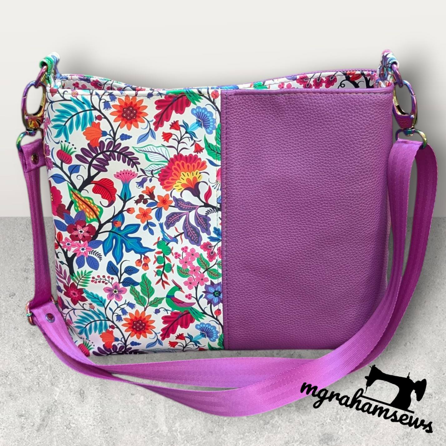 Moonglow Purple Rain – Orchid Faux Leather Vinyl Lumera Shoulder Bag by AppleGreen Cottage