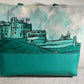 Handmade bag structured Moonglow Teal vinyl bottom