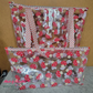 tote and make up bag created with cute red white mushroom TPU vinyl