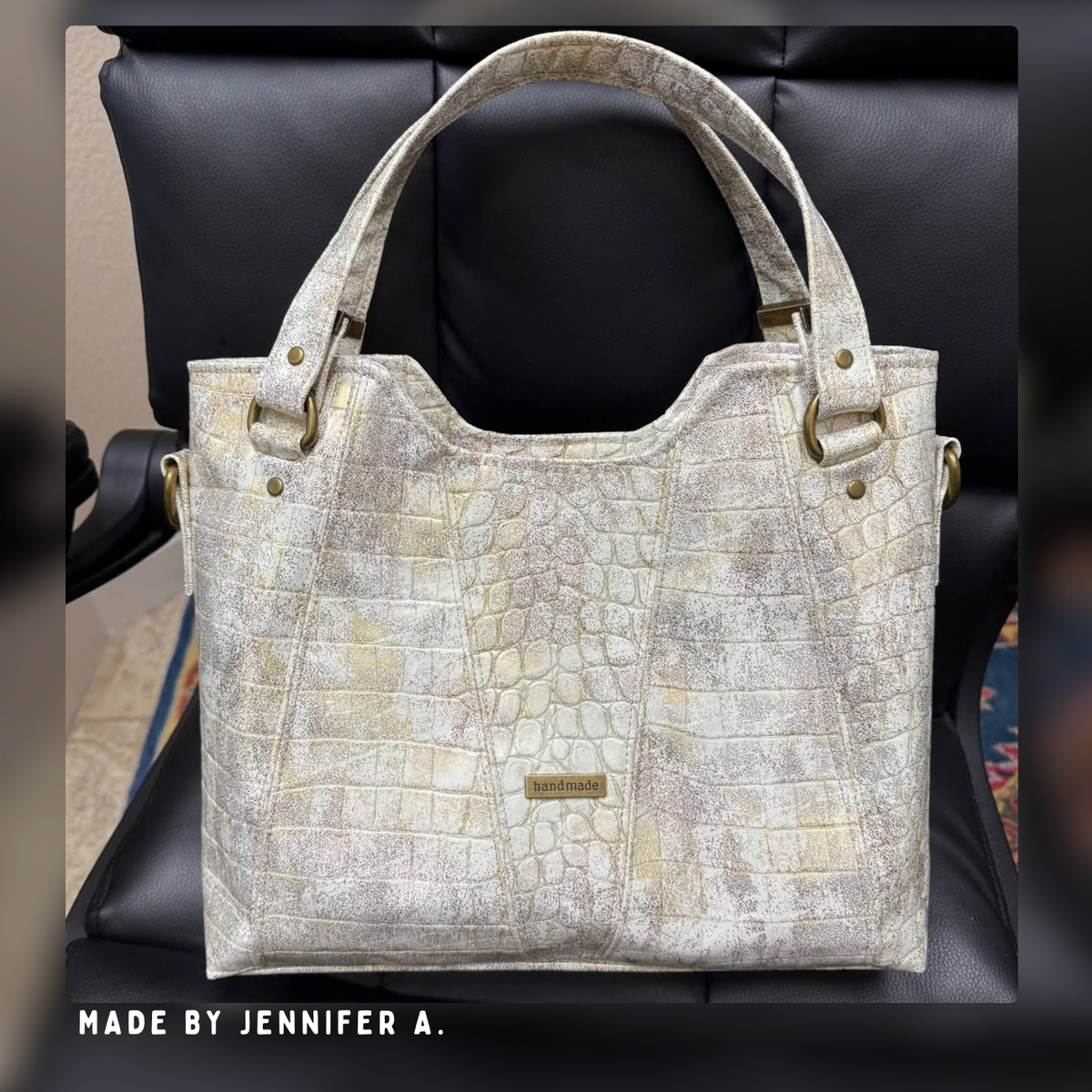 Mystic Croc Cream – Faux Leather Vinyl - SewHungryHippie Bag Making Material