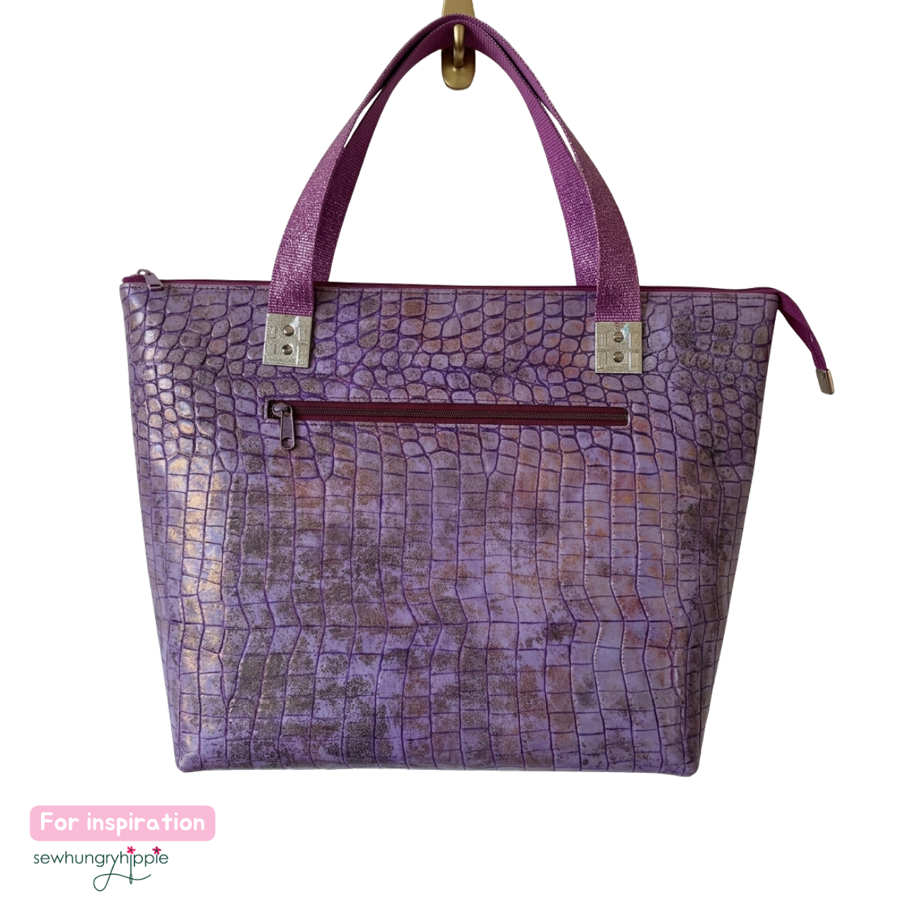 Mystic Croc Purple Faux Leather Vinyl - SewHungryHippie Bag Making Material