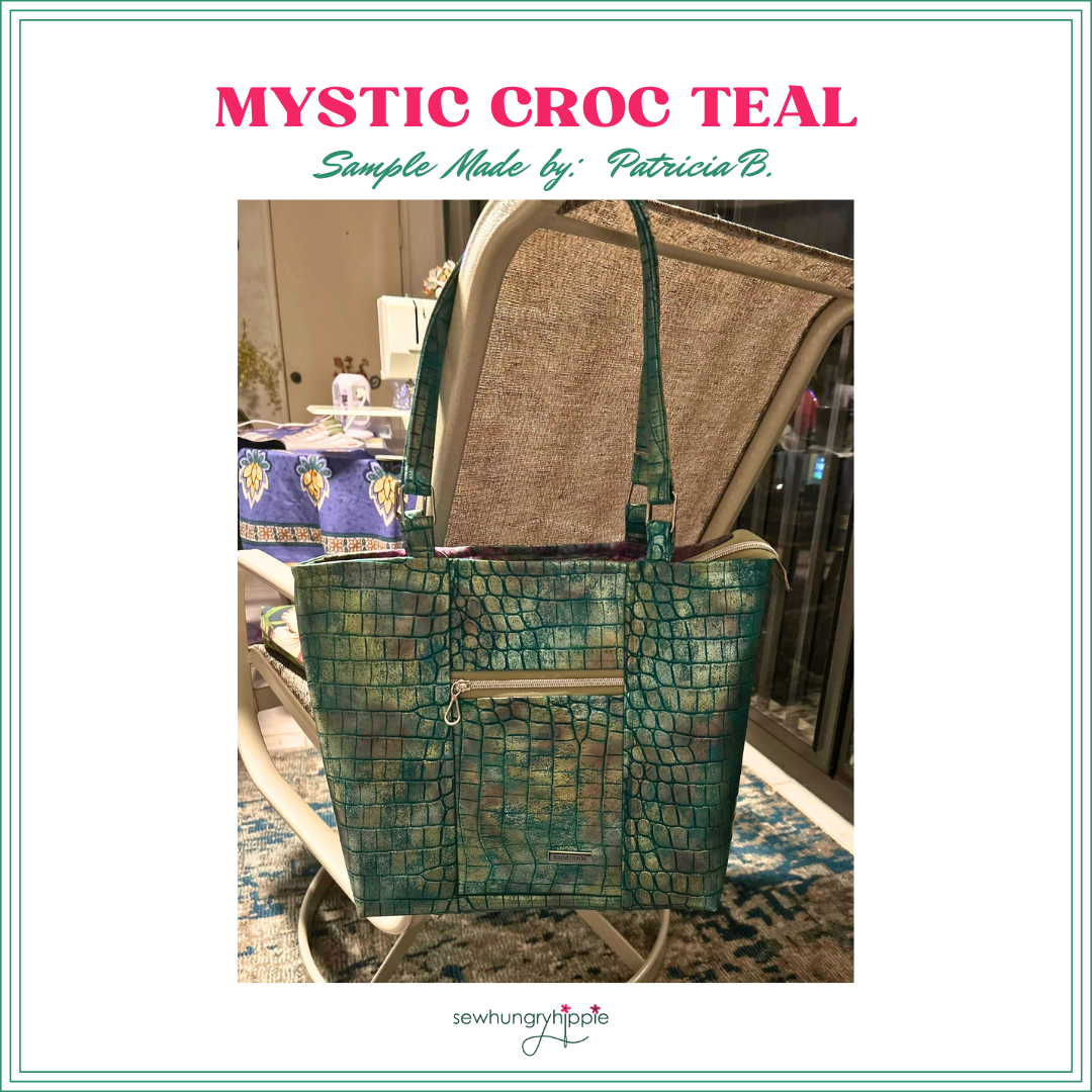 Mystic Croc Teal Faux Leather Vinyl