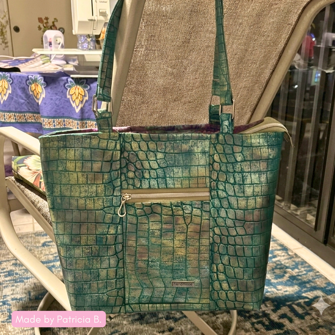 Mystic Croc Teal Faux Leather Vinyl