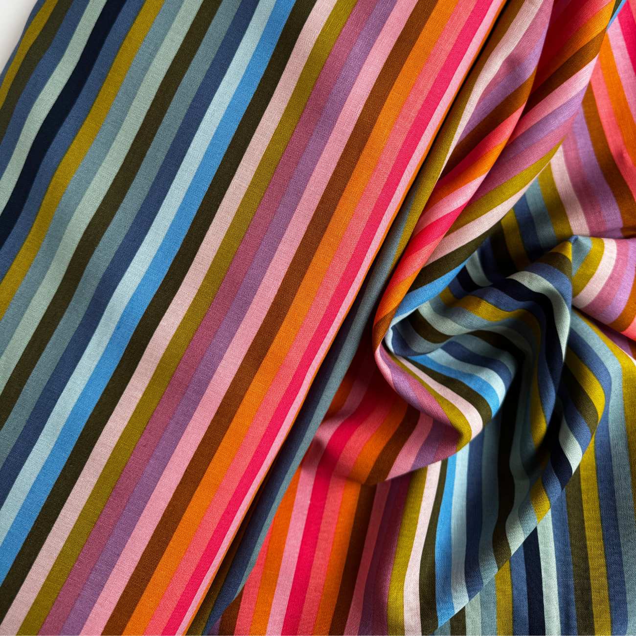 Narrow Stripe Multi Woven Fabric – By the Yard