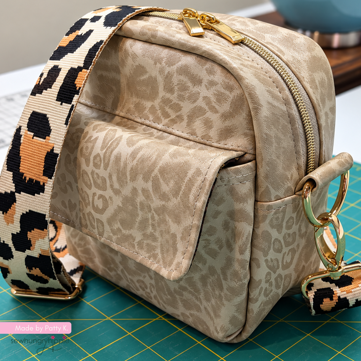 Natural Leopard Woven Webbing 1.5" Width - Premium Slick Finish Per Yard