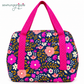 Navy Pink Chamomile Custom Canvas Fabric, 36 x 58 in