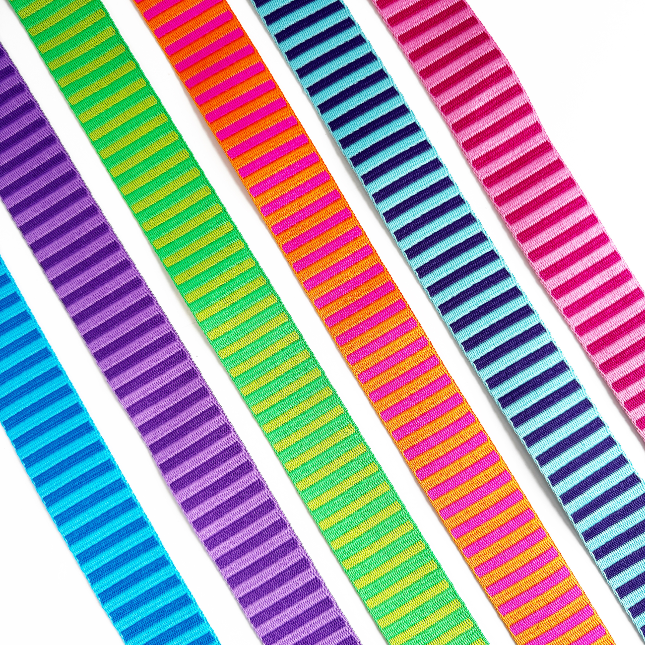 Pink Jacquard Woven Stripes Webbing – 1.5" Wide
