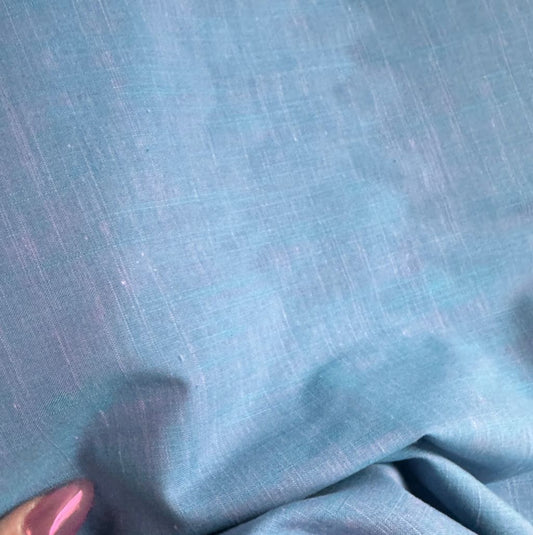 Picnic Wovens Slub in Blueberry fabric by Suzy Quilts for Art Gallery Fabrics, light blue yarn dyed 100 percent cotton woven material, SKU PWOV-2018.
