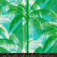 Ruby Star Society Poolside Too Tropic cotton fabric featuring layered green palm tree leaves on an aqua blue background, modern tropical designer fabric perfect for quilting, beachwear, home décor, accessories, and craft sewing.