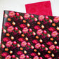 peonies in black soft vinyl with radiance quilt fabric blender in watermelon bundle for floral bag making projects