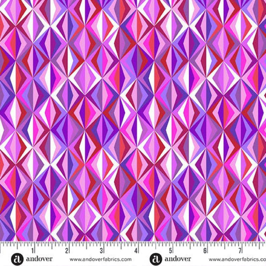 Perfect Day Prism Purple cotton fabric by Libs Elliott geometric quilting fabric Andover A-10220-E purple