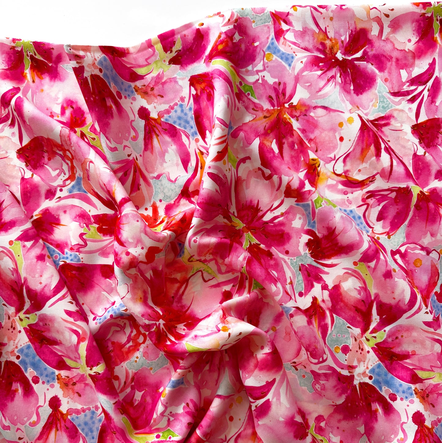 Pink_Red_Floral_Rayon_Fabric_Moda_Fabrics_Per_Yard 
