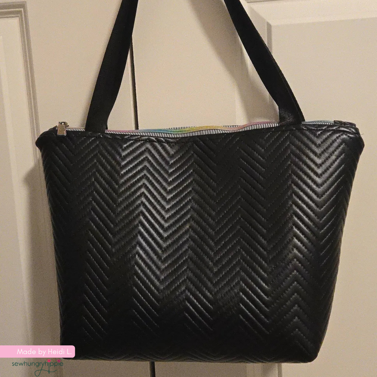 Pre-Quilted Black Chevron Vinyl for Bag Making