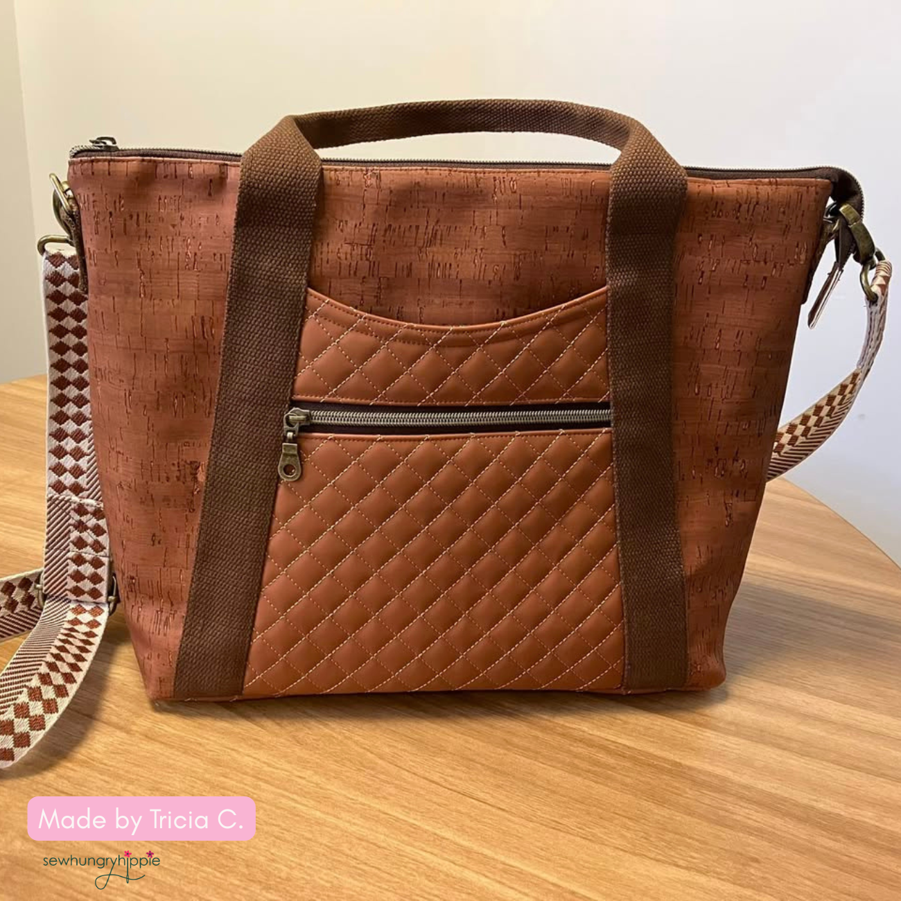 Quilted Vinyl Light Brown - Cinnamon Pre-Quilted Fabric for Bags