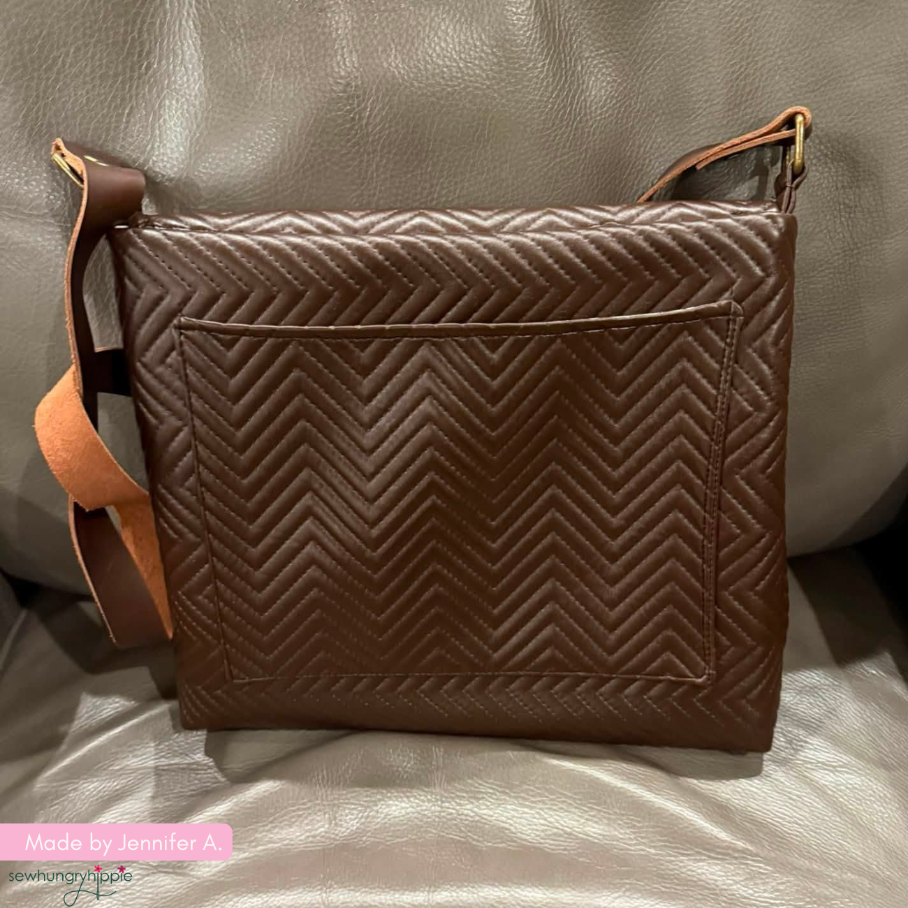 Pre-Quilted Vinyl – Dark Brown Chevron