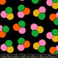 Red pink orange print in Black puff blender quilting cotton fabric from Sparkle Mart by Melody Miller