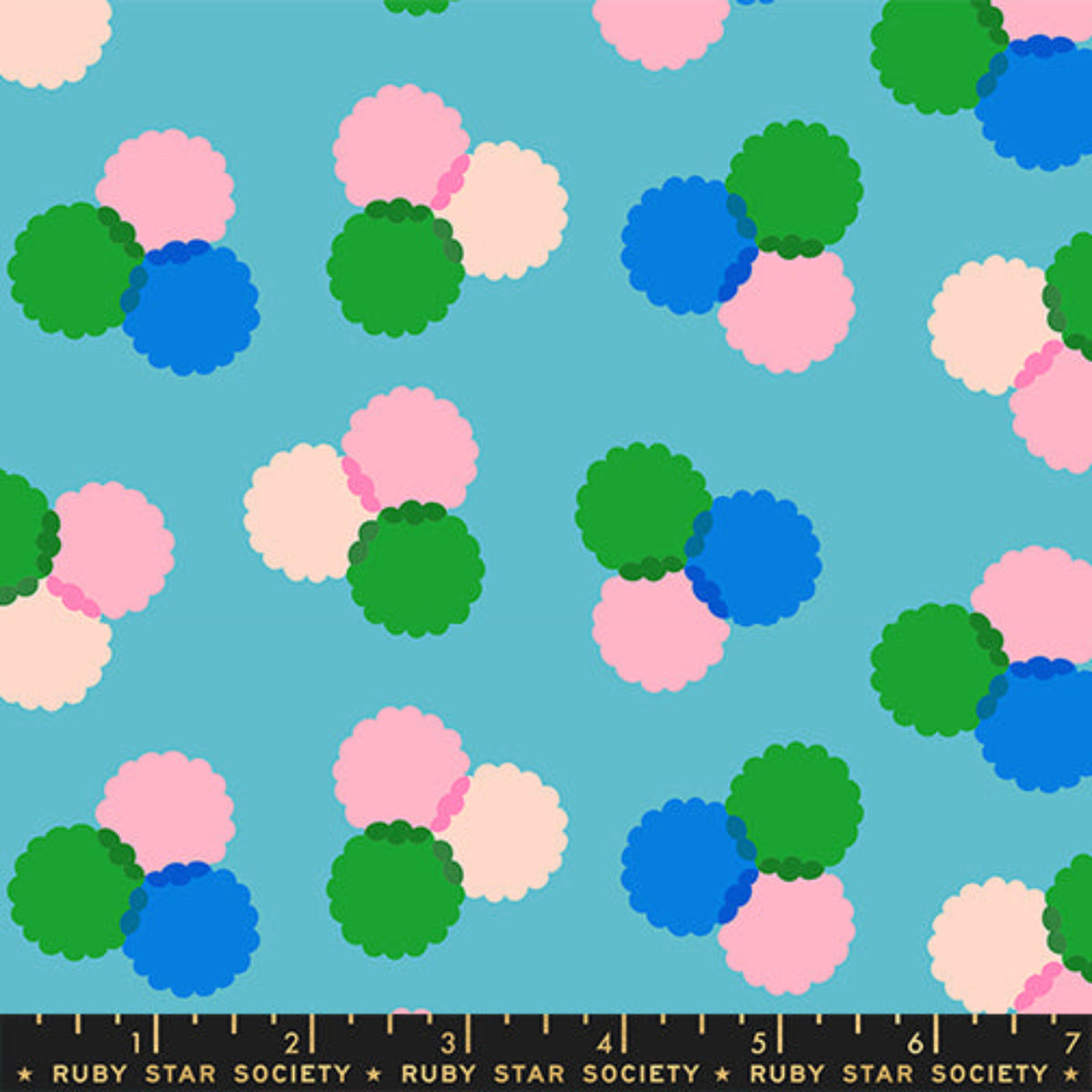 Dark turquoise puff blender quilting cotton fabric from Sparkle Mart by Melody Miller