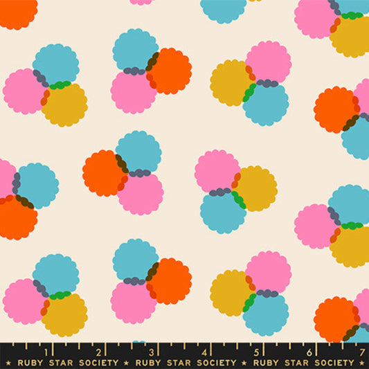 Pink Yellow Blue Print Ruby Star Society Puffs blender fabric RS0122-11 natural beige color geometric print from Sparkle Mart collection
