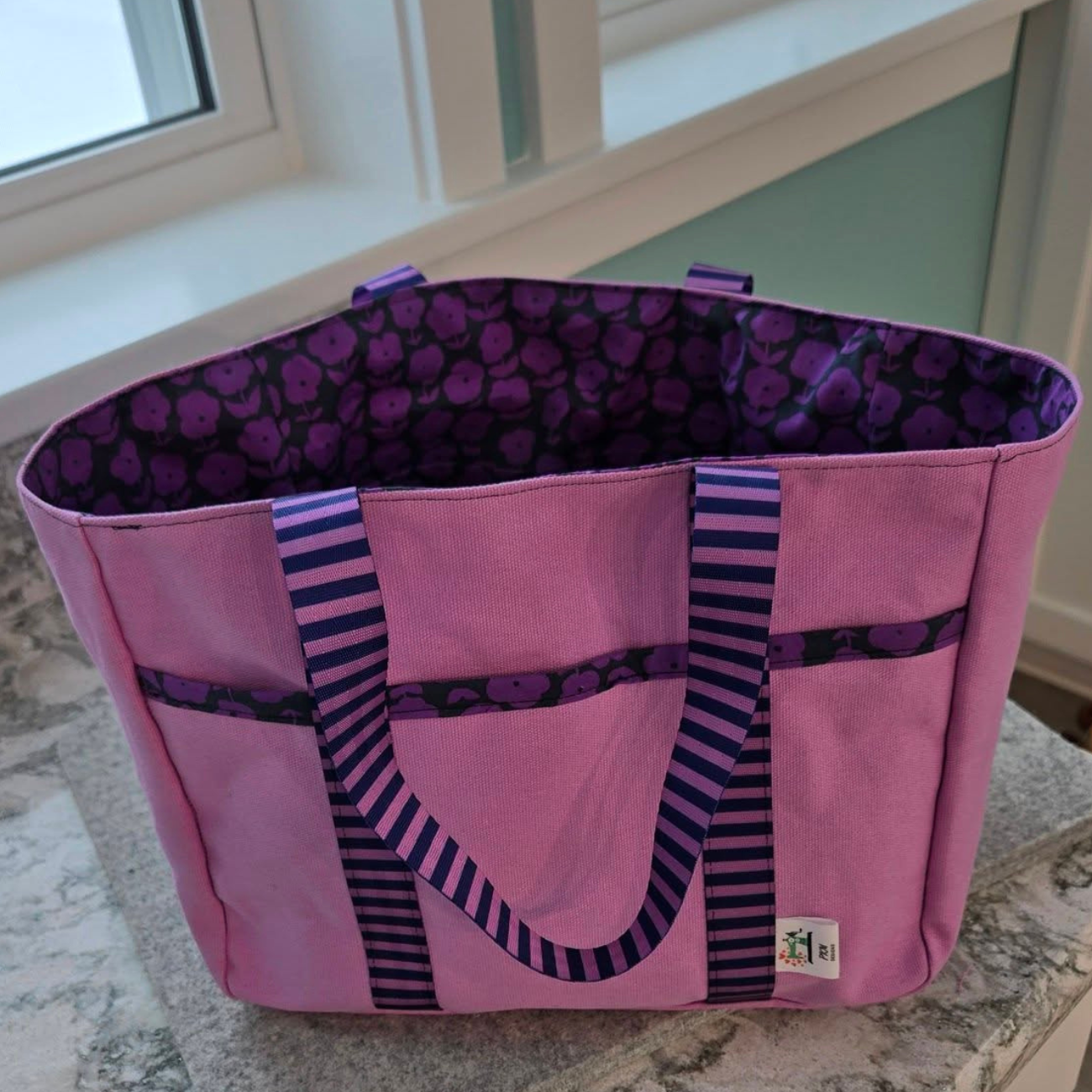 1.5-inch purple woven stripe webbing close-up for purple pink color bag and purse
