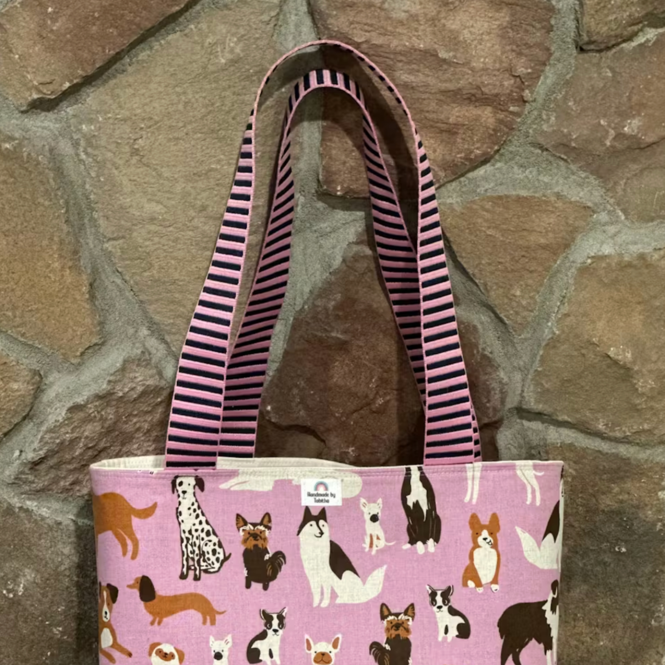 Purple jacquard stripe webbing, 1.5-inch width, sold by the yard for tote bag