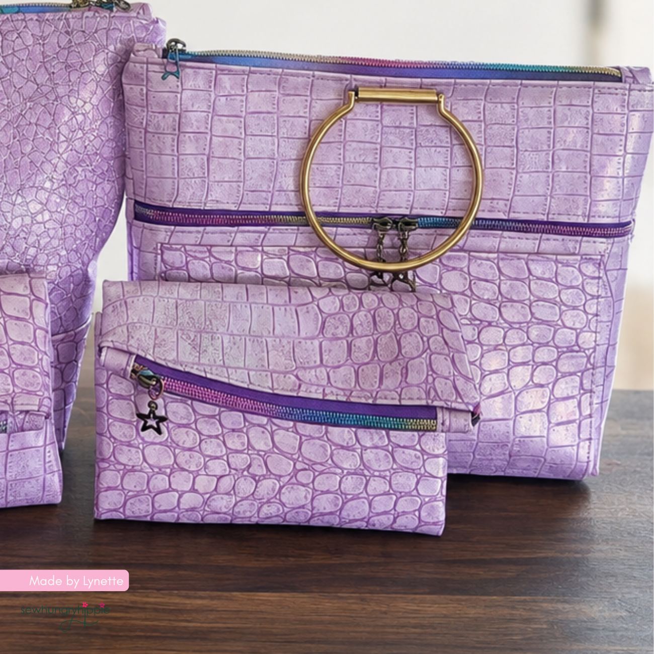 Mystic Croc Purple Faux Leather Vinyl - SewHungryHippie Bag Making Material